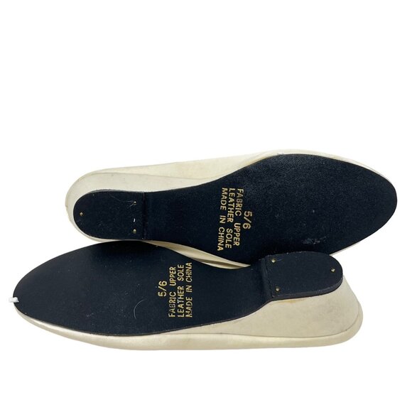 Victoria’s Secret Gold Label Vtg Slipper Low Heel Cream Satin Leather Sole 5 / 6 - Picture 7 of 10